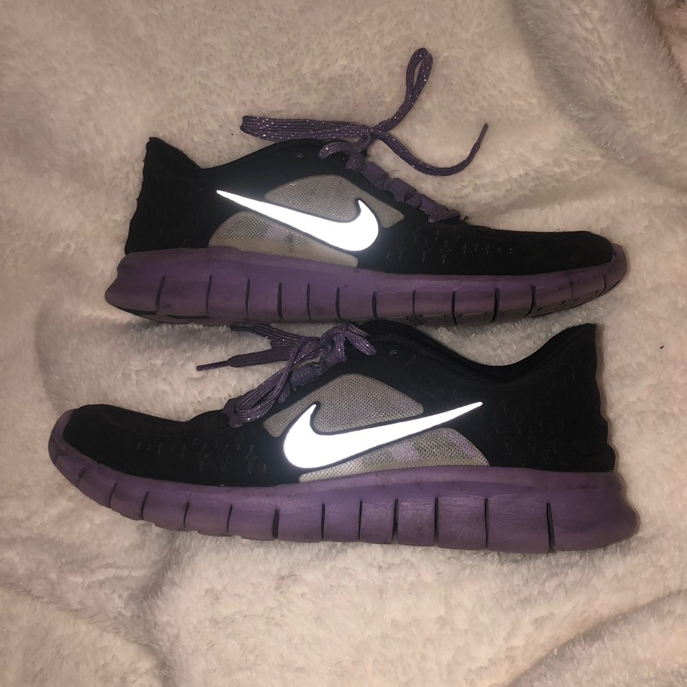 Black Silver & Purple Size 5.5 Nike Free Run 3